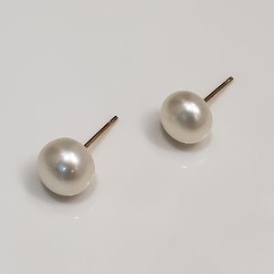 Genuine pearl 10k yellow gold earrings